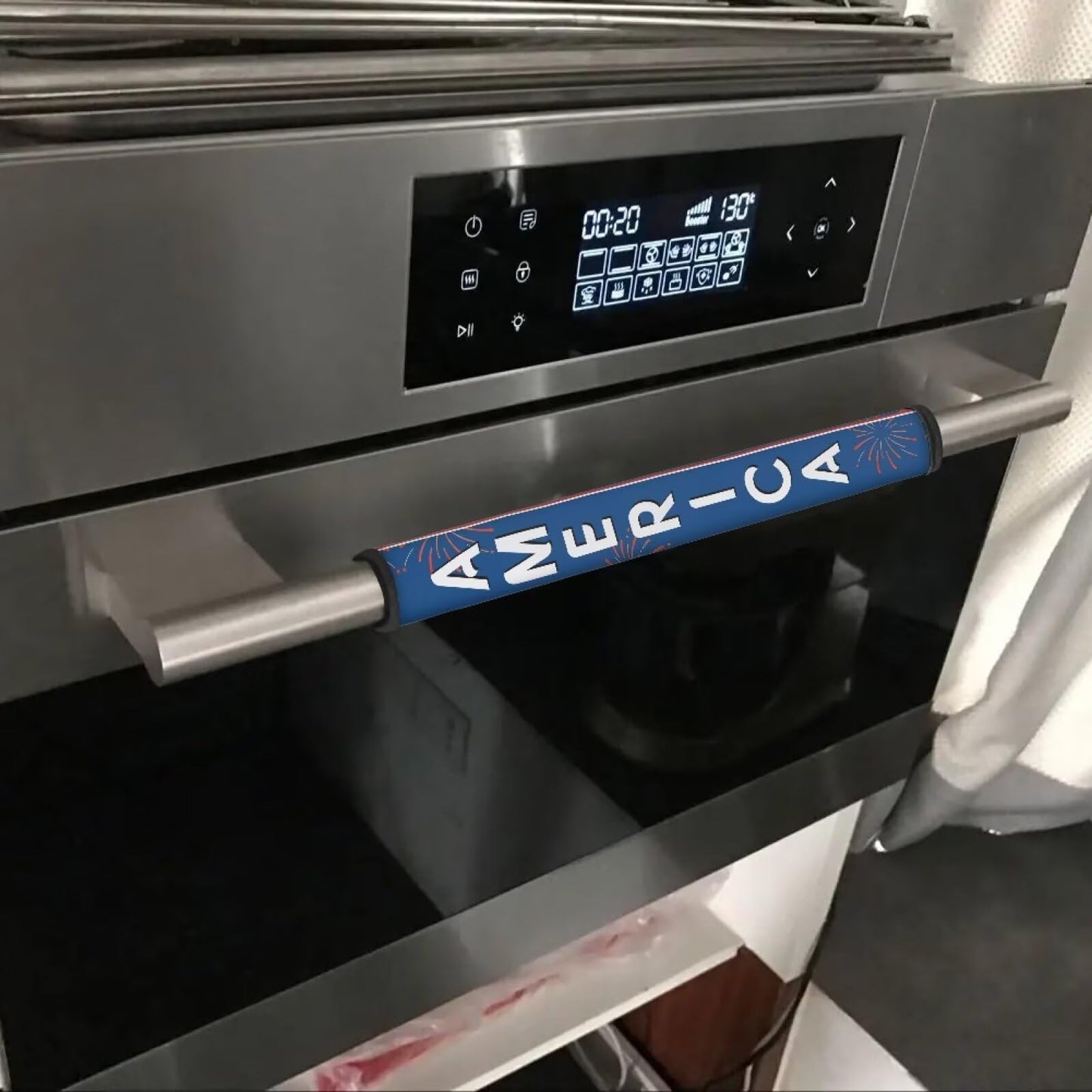 HUISEFOR 250 Years of America Refrigerator Door Handle Covers Set of 6 Electric Appliance Handle Covers Anti-Slip Fridge Gloves Heat Proof Microwave Novelty 4th of July Kitchen Decoration