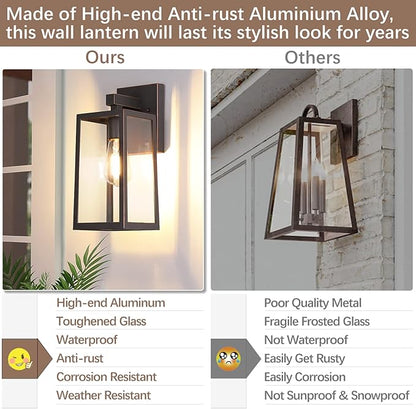 MAXvolador Outdoor Wall Sconce, Large Exterior Waterproof Wall Lantern Light Fixture, Oil Rubbed Bronze Porch Lights, Anti-Rust E26 Patio Lighting, 2 Pack