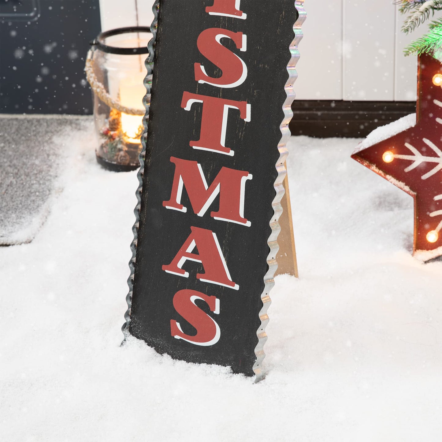 Glitzhome 35"H Rustic Wooden Sign Black Merry Christmas Vertical Porch Sign Farmhouse Standing Christmas Welcome Sign Xmas Hanging Décor Holiday Party Sign Wall Door Decorations