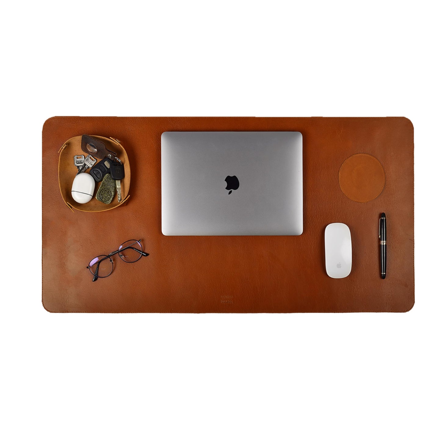 LEATHER VILLAGE Real Leather Desk Pad (3mm) Thick Double Layer Desk Mat Cover Blotter Large Full Grain Protector for Keyboard, Mouse & Laptop – Office Table Mat & Desktop Accessories–(32''x16'')-Tan