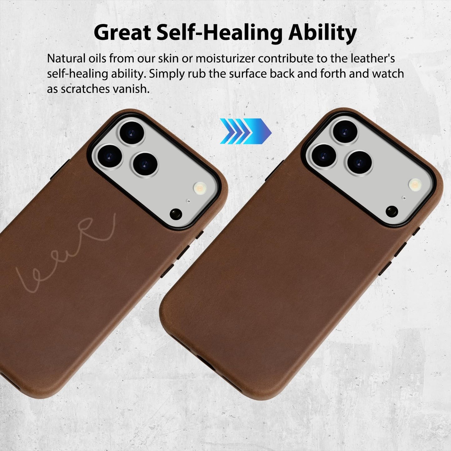 Belemay Handcrafted Crazy Horse Leather Case for iPhone 17 Pro, Compatible with MagSafe, Vintage Aesthetic, Two-Tone Effect, Unique Patina, Camera Control Button, Metal Buttons (6.3"), Vintage Brown