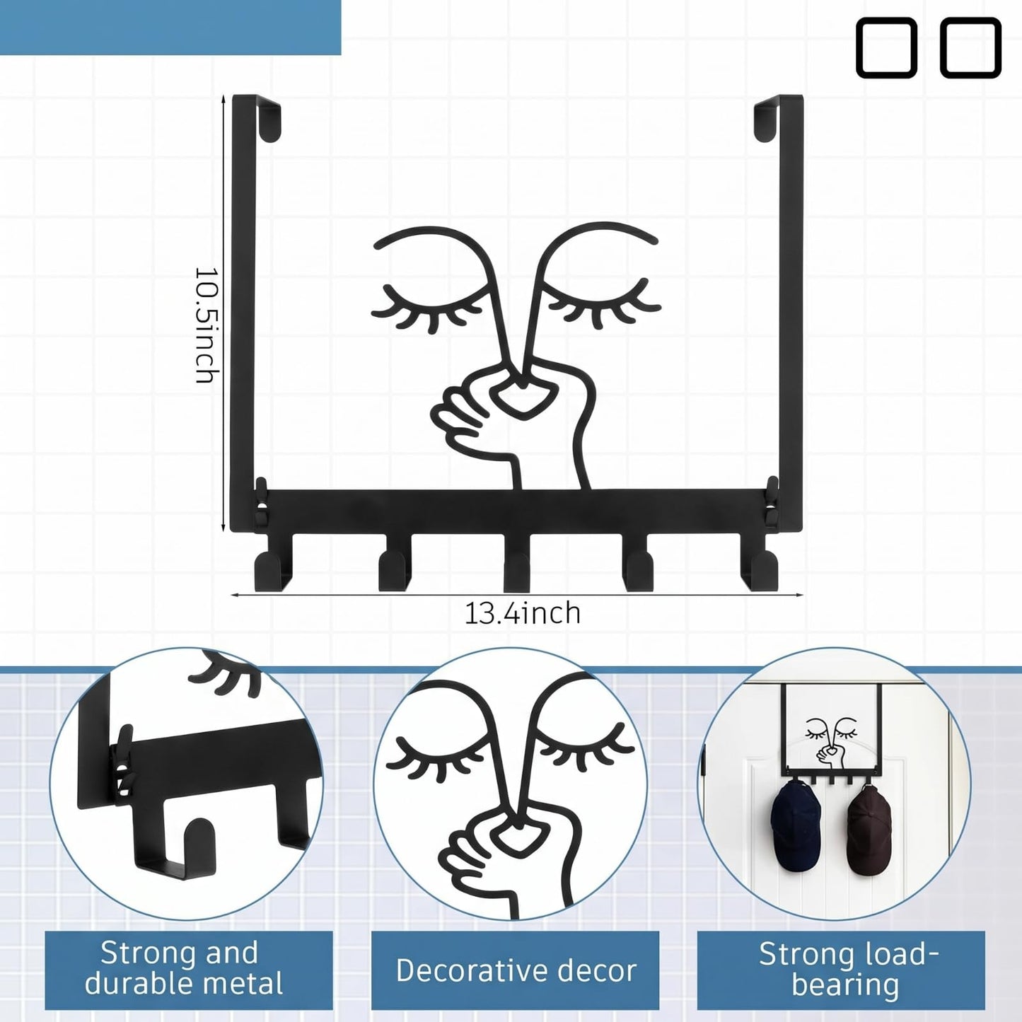 Reallnaive Bad Smell Humorous Over The Door Hooks Bathroom Decoration Hanger Wall Mount Art Funny Rack Holder for Towel, Hat, Coat, Cloth, Keychain, Bag, Christmas Gift