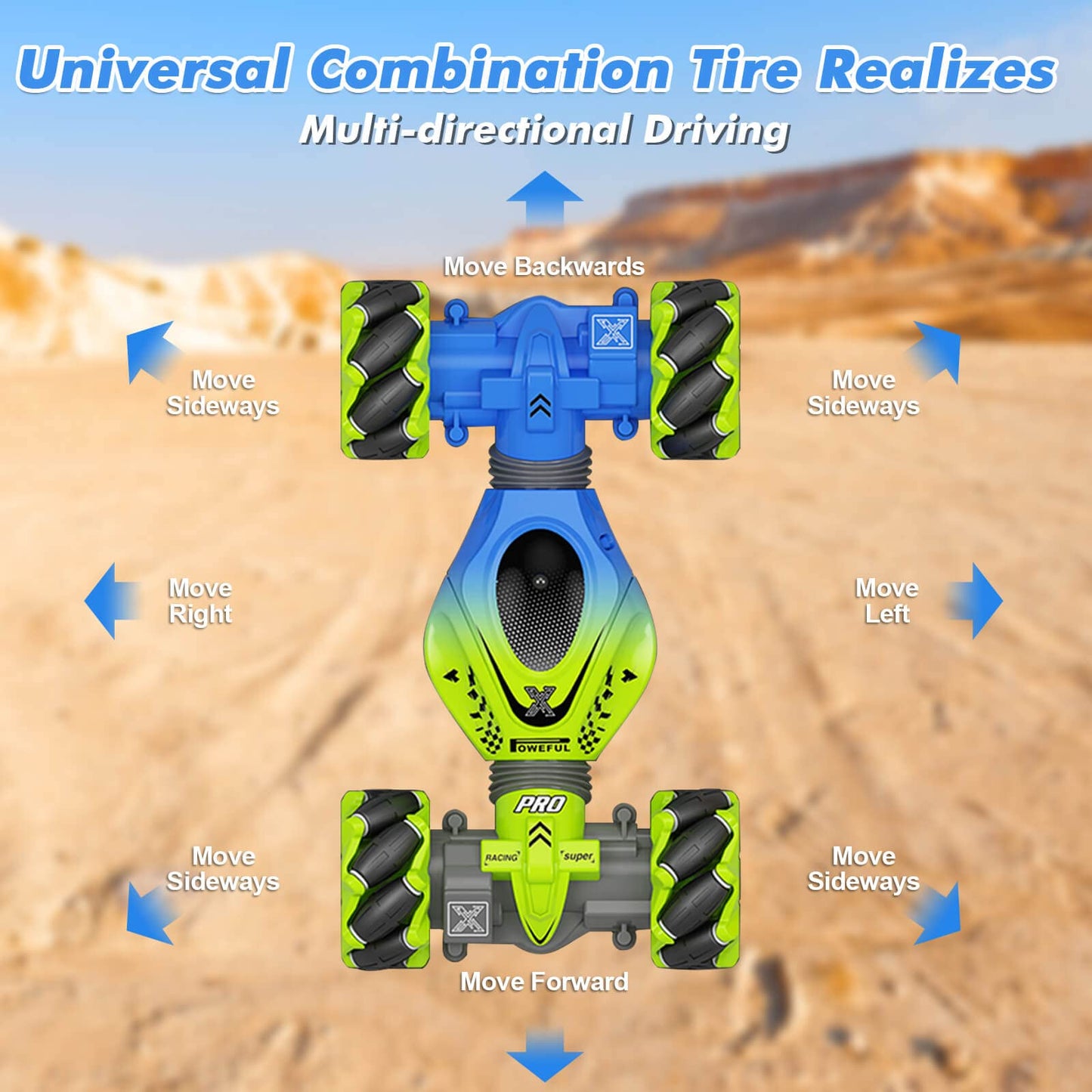 Fosgoit Gesture RC Car, 2.4GHz 4WD Gesture Sensing RC Stunt Car Toys for 6-12 Years Old Boys Girls, Hand Controlled Remote Drift Twist Offroad 360° Rotation with Lights Music for Birthday Gifts