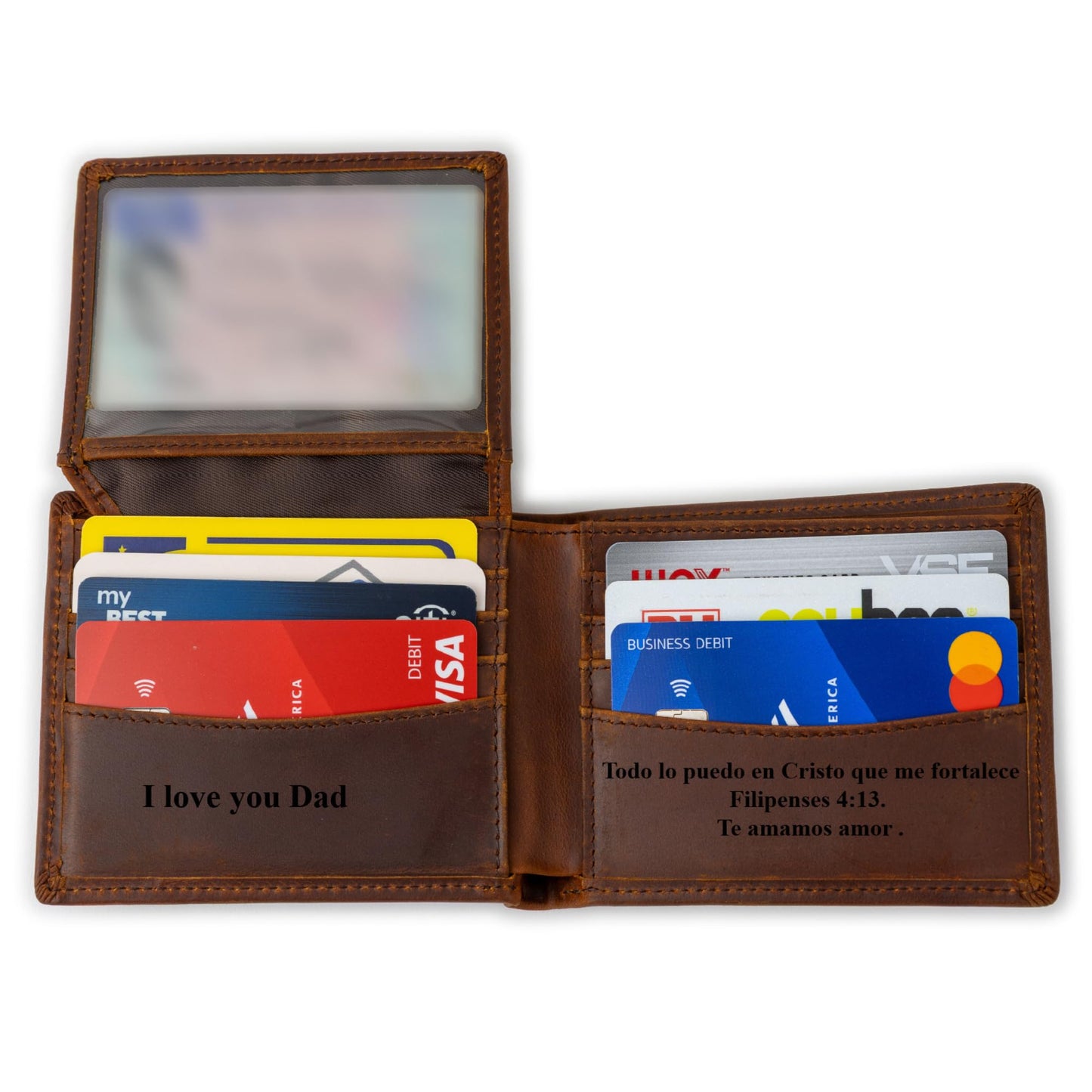 Personalized Wallet for Men | Initial Monogram Custom Engraved Genuine Leather Bifold Wallet Birthday Valentine's Day Gift for Husband Boyfriend Groomsmen Dad Grandpa (Brown)