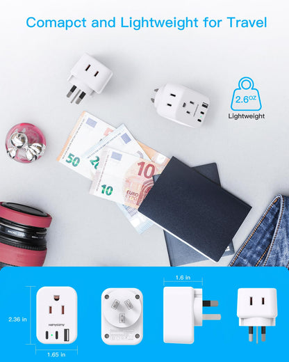South Africa Travel Plug Adapter, HANYCONY Type M Power Adapter with 2 AC Outlets 3 USB Ports(2 USB C) for US to South Africa Botswana Namibia India Nepal Bhutan Sri Lanka