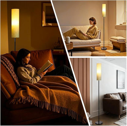 Floor Lamp for Living Room, Lamp with 3 Color Lampshades, Remote Standing Lamp for Bedroom, Office, Room décor(Bulb Included) (Ivory)