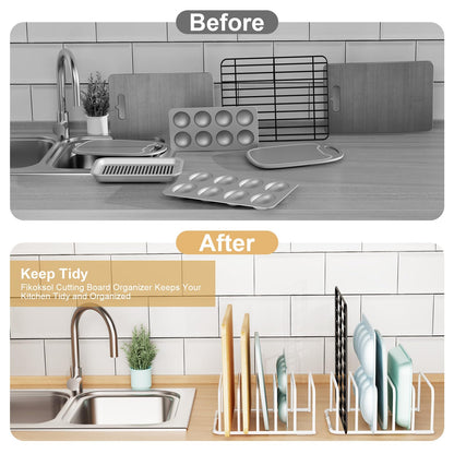 Cutting Board Organizer, [2-Pack] Cutting Board Holder Rack Baking Cookie Pan Sheets Cooling Small Racks Storage Stand for Kitchen Cabinet Countertop Bakeware Organizer 7.87 x 7.24 x 3.28 in