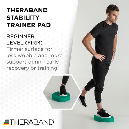 THERABAND Stability Trainer Pad, Beginner Level, Firm, Green Foam Balance Pad for Physical Therapy, Exercise Pad for Core Strength, Lightweight Non-Slip Balance Trainer, Portable Foam Pad for Home or Clinic Use