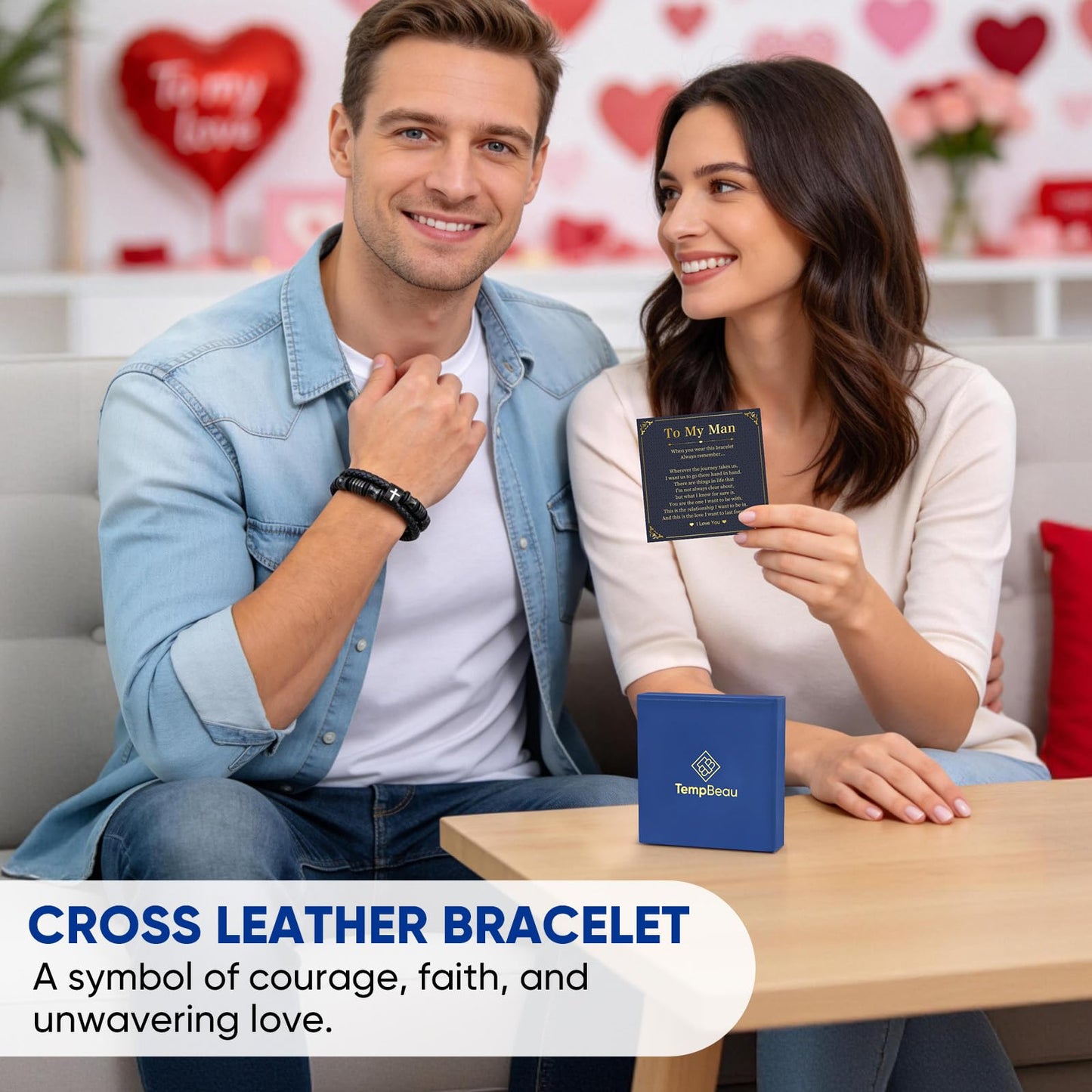 Easter Leather Cross Bracelet Gifts for Men - Adjustable Black Double-Row Braided Leather Cuff Bracelets Faith Religious Catholic Christian Communion Baptism Jewelry Gift for Men Boyfriend Husband Him