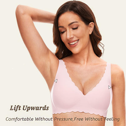 Deep V Petal Bras for Women No Underwire Soft Wireless Bras Comfort Seamless Bralettes with Extender