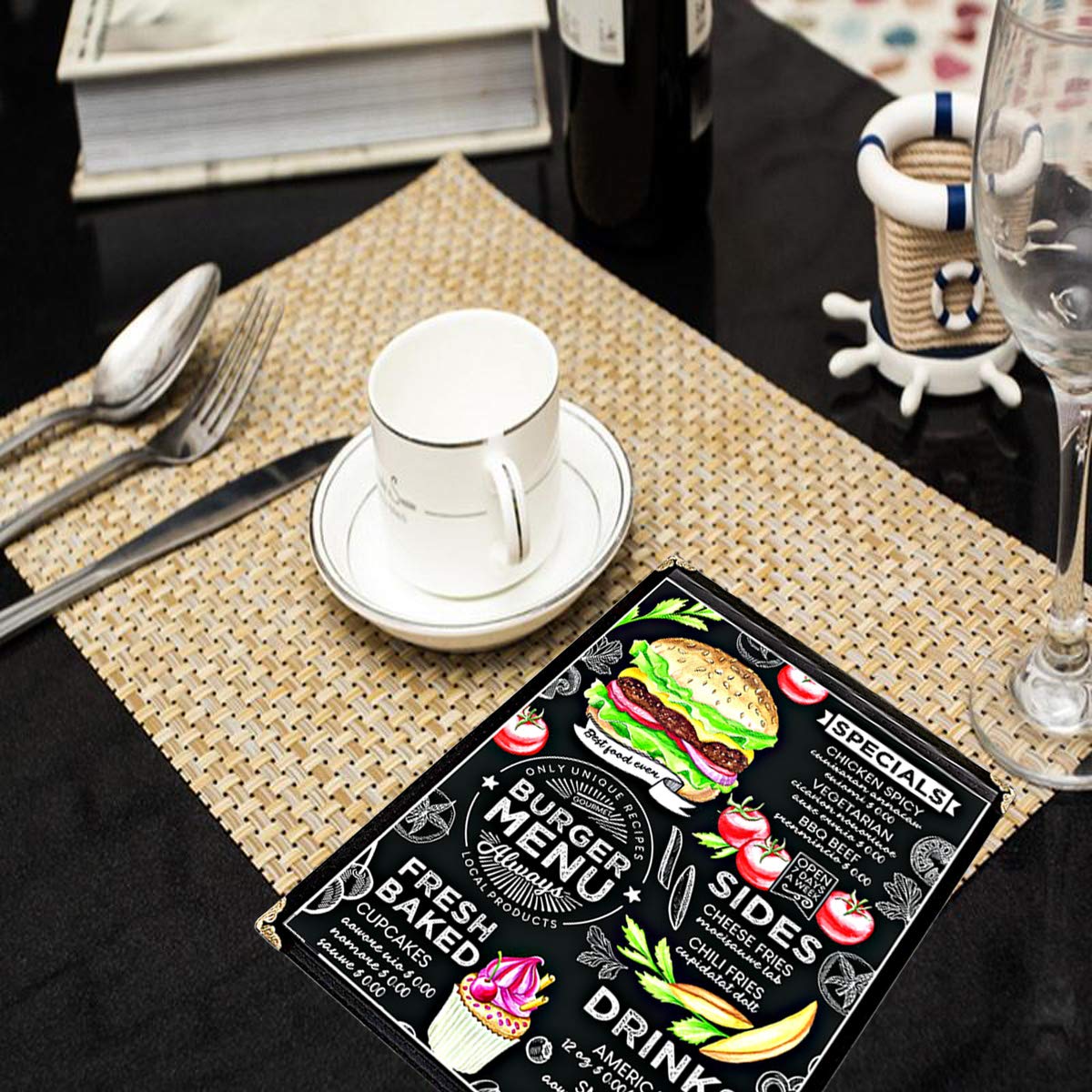 25 Pack of Menu Covers - Single Page, Fits 8.5 x 11 Inch Paper Menu Holder Double Stitched Restaurant Menu Covers-Gold
