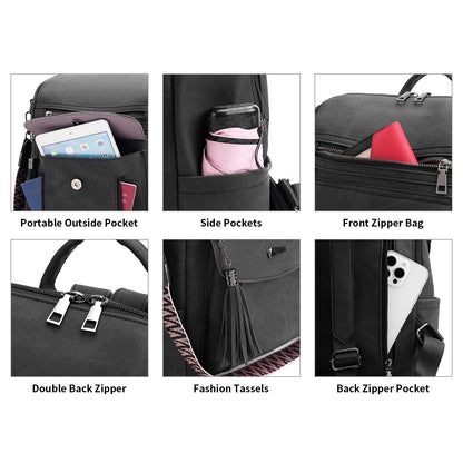 GAEKEAO Backpack Purse for Women Fashion Designer Ladies PU Leather Shoulder Bag Convertible Handbags for Travel Daily Use College Black