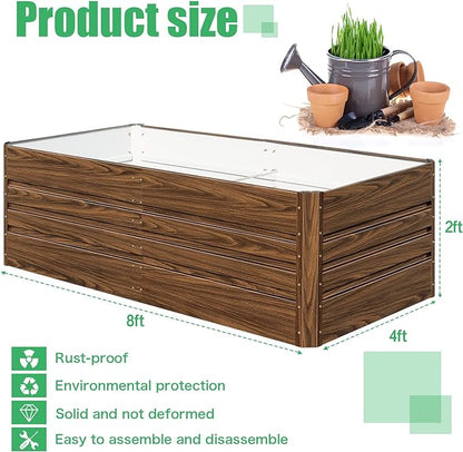 SnugNiture Galvanized Raised Garden Bed 8x4x2FT Outdoor Large Metal Planter Box Steel Kit for Planting Vegetables, Flowers