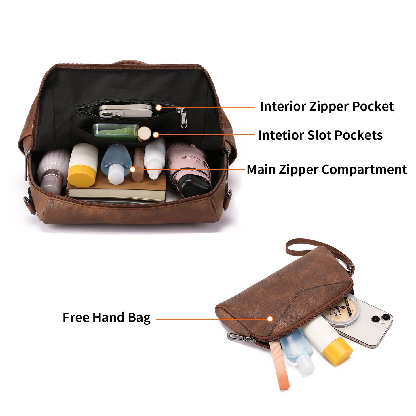 GAEKEAO Backpack Purse for Women Fashion Leather Designer Travel Backpack Purses Convertible Shoulder Bag with Wristlet (Brown With Leopard)