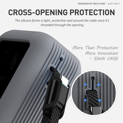 Silicone Case for Anker Laptop Power Bank (25,000mAh 165W) 1/4" Nut Hole,SD/SIM Card Storage, Display Protection&Dustproof, Travel Protective Cover Compatible with Anker Power Bank 165W (Gray)