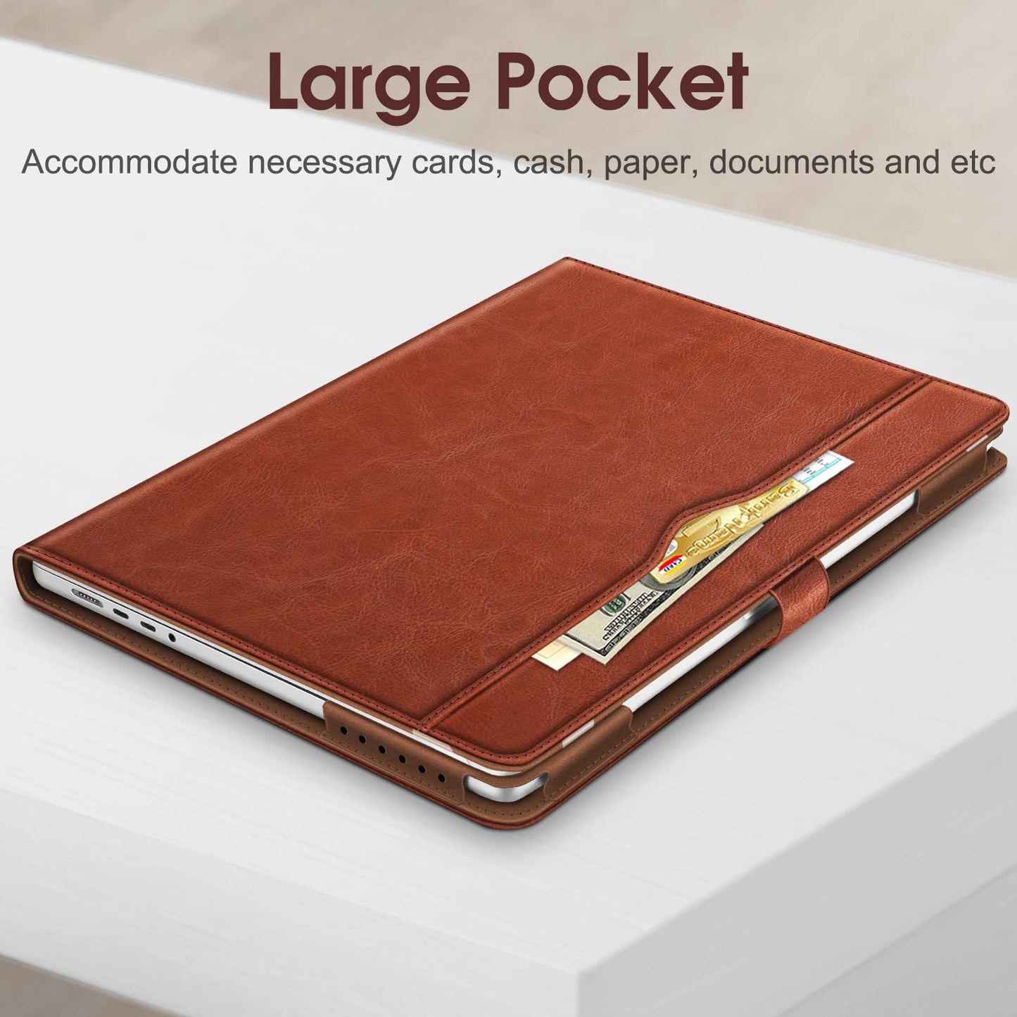 Fintie Sleeve Case for MacBook Pro 16 Inch Case A3428 A3429 A3403 A3186 A2991 A2780 A2485 A2141 (2019 2020 2021 2022 2023 2024 2026 Release), Premium PU Leather Protective Folio Book Cover, Brown