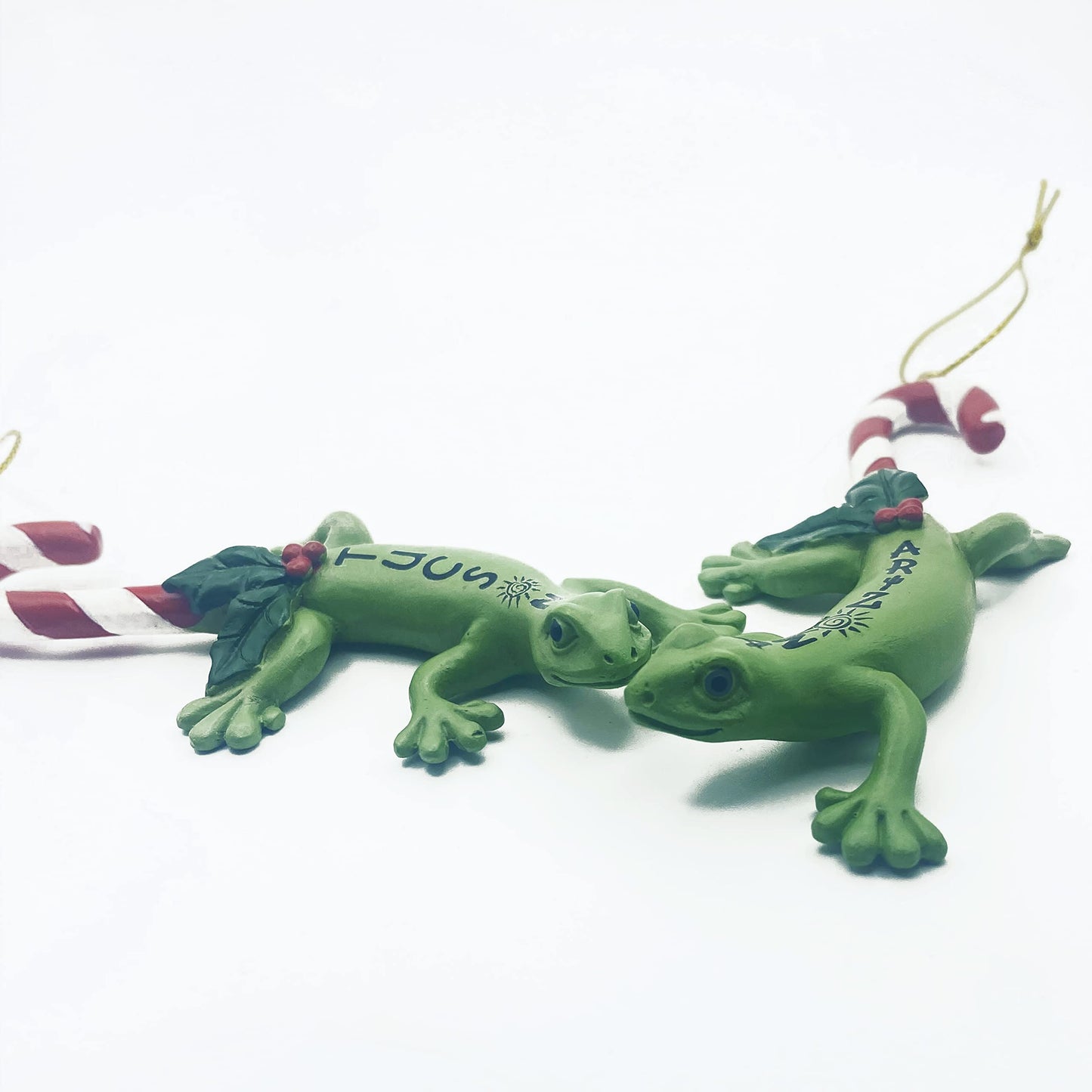Candycane Tailed Gecko Personalizable Ornaments Hand Painted Ornament - Christmas in The Desert Ornament #3 (Blank Gecko) Candy Cane