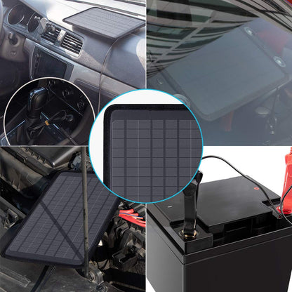 Renogy 5W Solar Trickle Charger Portable Battery Maintainer with Lighter Plug/Alligator Clips/Battery Cables for Car Boat Marine Motorcycles Truck