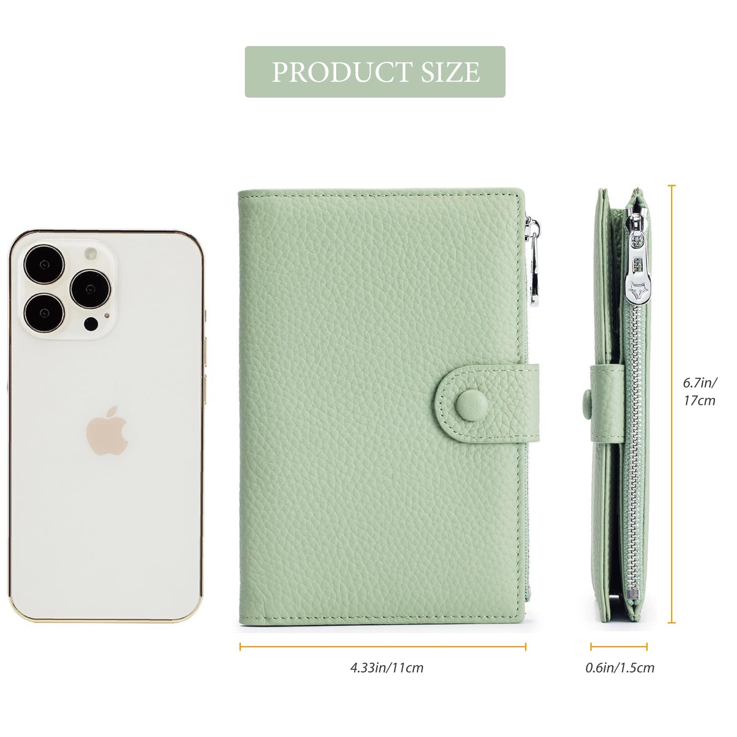 Leather Passport Holder for Women, Slim RFID Blocking Travel Wallet, Compact Passport Wallet with Zippered Coins Pocket and SIM Slots, Ladies Passport Cover Case