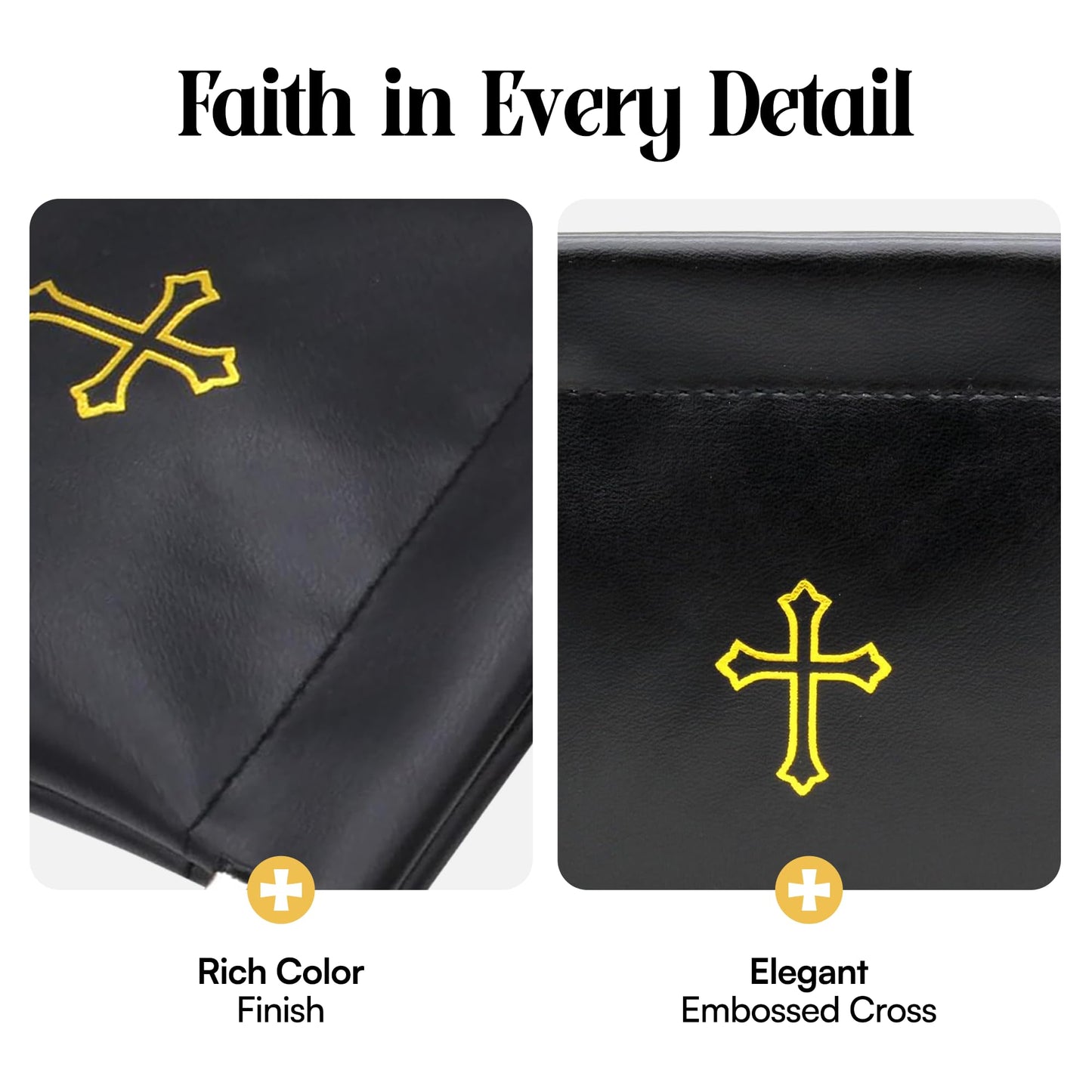 Squeeze-Top Faux Leather Rosary Pouch - Compact White Case for Rosary Beads with Cross Imprint - Keeps Prayer Beads Protected for Travel - Fits Easily in Purse, Pocket, Car, Retreats & Church Use