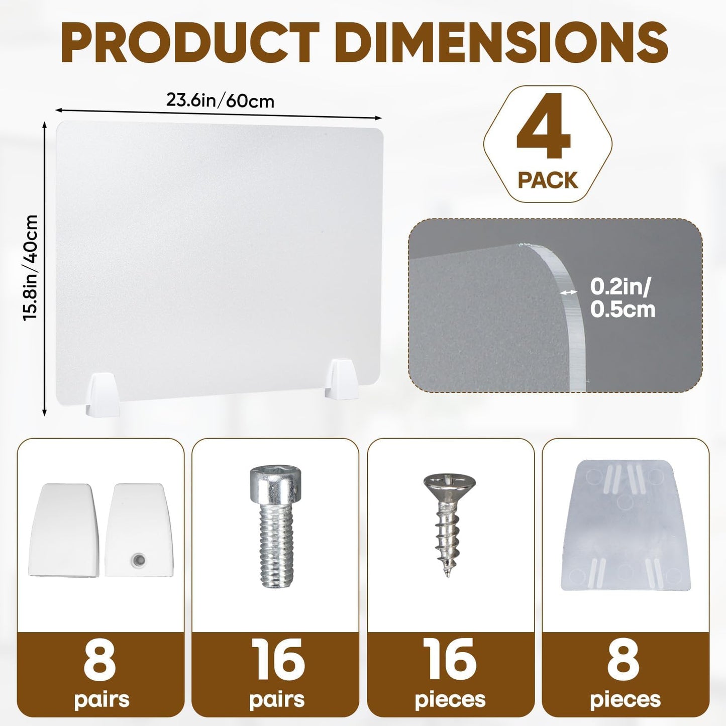 tonchean 4-Piece Desk Dividers Office Privacy Partitions, Privacy Desk Panel Protective,Table Divider with Clamps for Offices, Schools,Call Centers Workstation- 23.6“L x 15.8”W