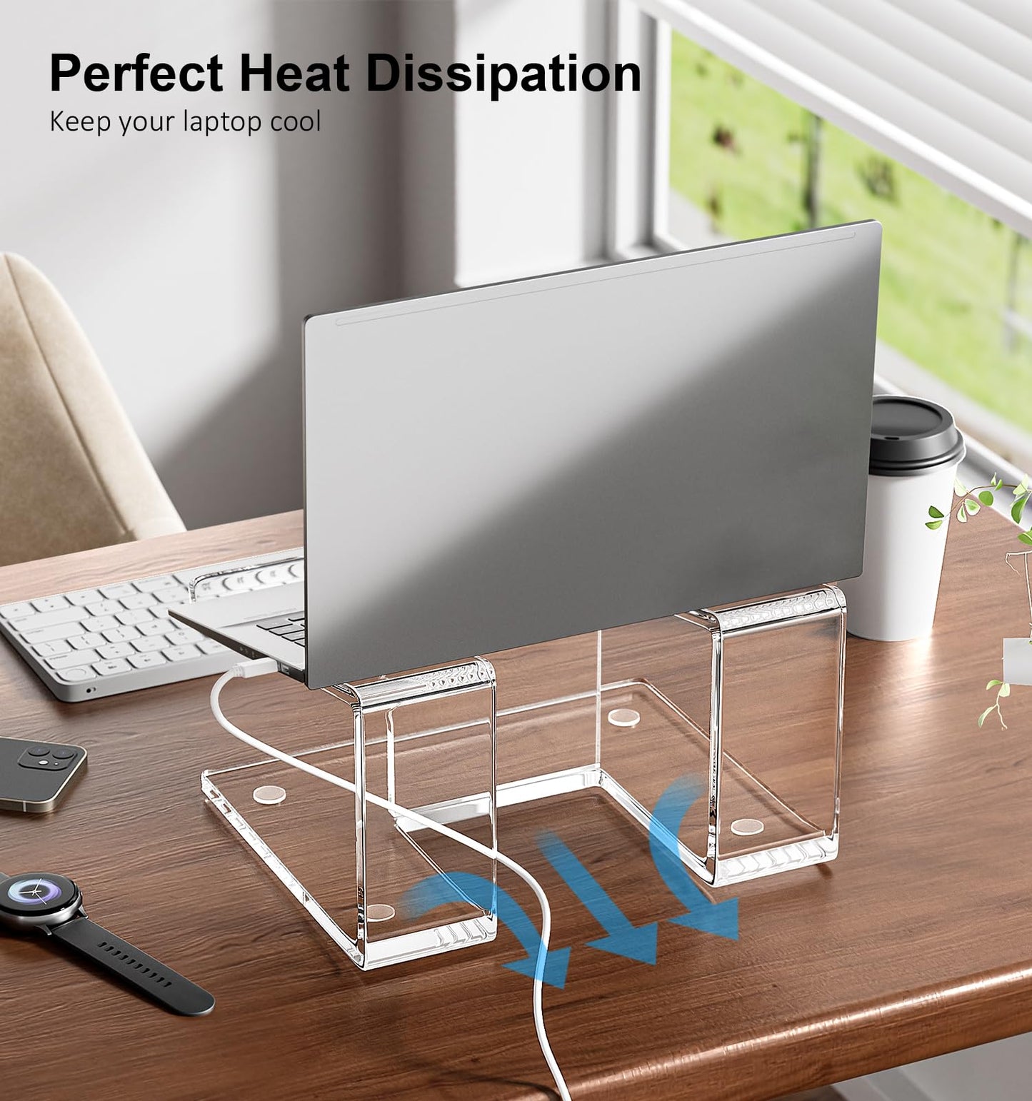 FUCDTEFC Acrylic Laptop Stand for Desk, Laptop Riser for 10-17.3 Inch Laptops, Ergonomic Computer Stand Holder Compatible with Macbooks and Notebooks