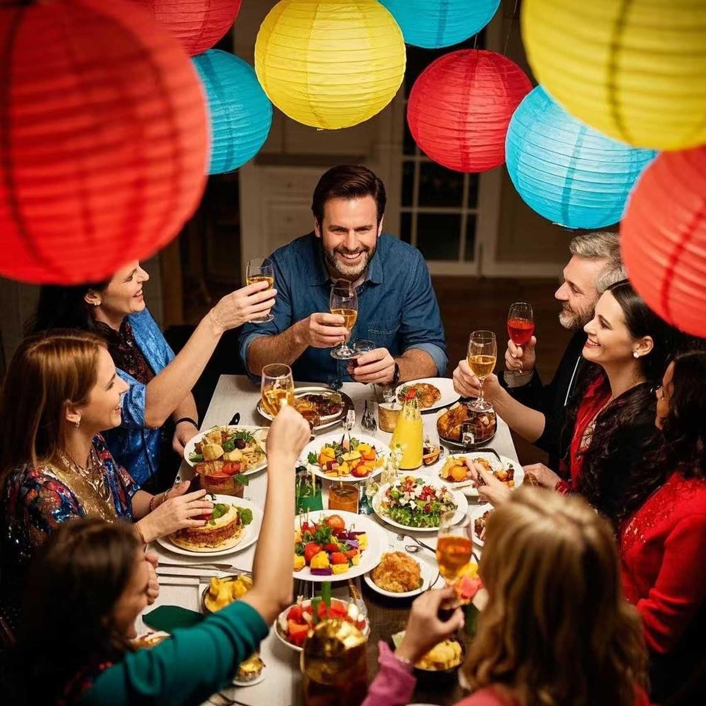 KUNYYI Rainbow Paper Lanterns 12Pcs Colourful Hanging Lanterns for Birthday Party, Wedding, Home Decor, Baby Shower Festive Decoration