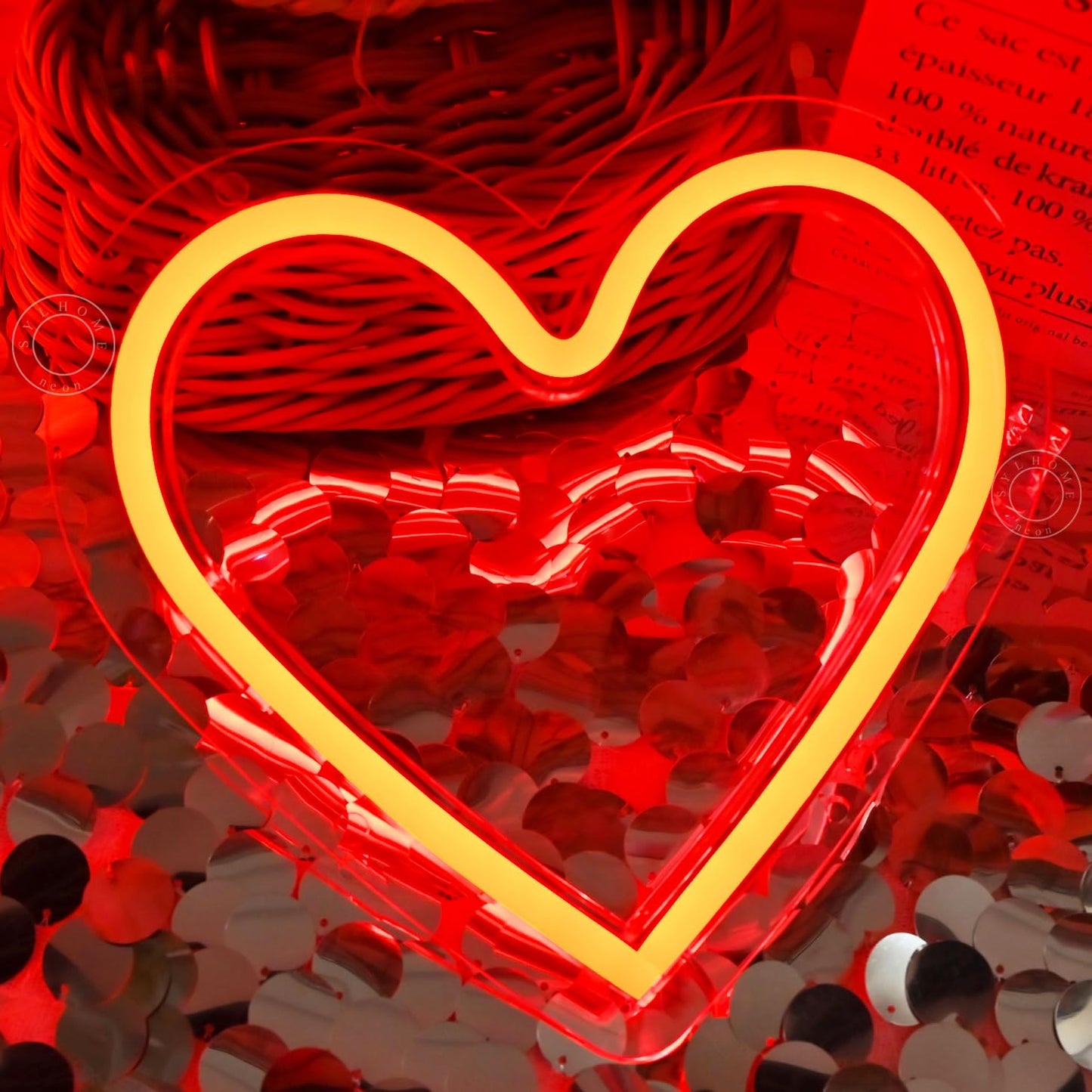 SYLHOME Red Heart Led Neon Light Sign Battery Operated or USB Powered Bedroom Wedding Wall Sign Decor Valentines Day Birthday Christmas Gifts USB 7.87" X 7.28"