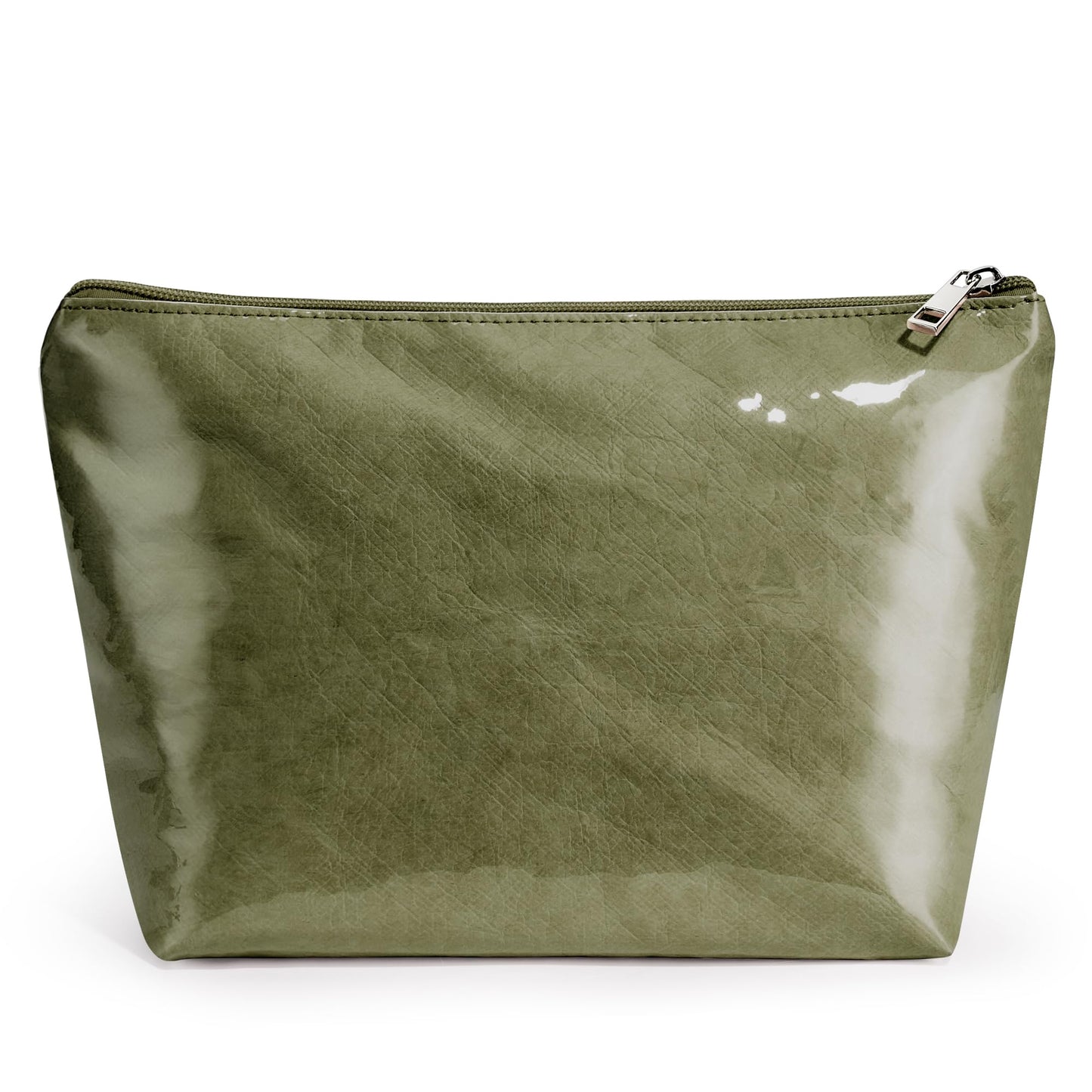 WLLWOO PVC Waterproof Makeup Bag Kraft Paper Cosmetic Bag Travel Toiletry Zipper Pouch Organizer for Women Purse