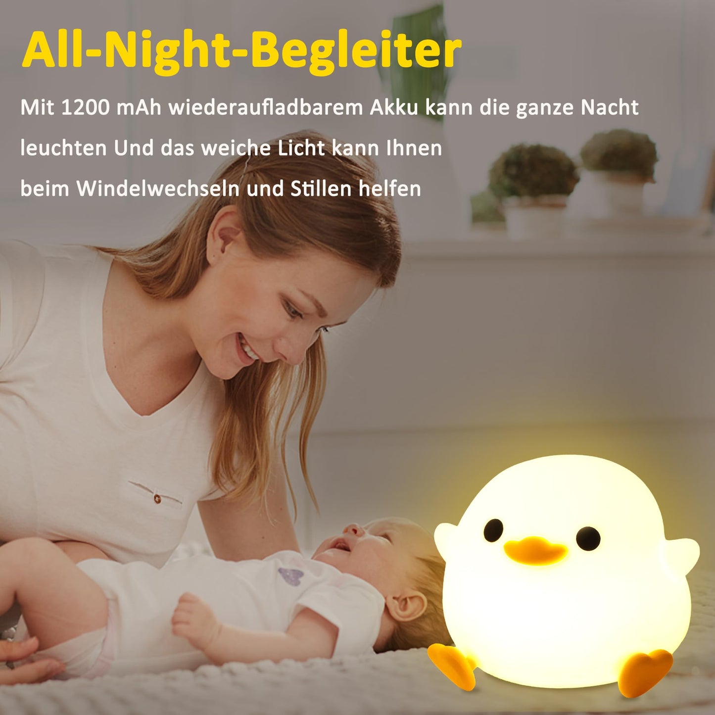 OkiyiD Duck Night Light, Cute Duck Gift for People, Dormitory Decorative Light, ABS+SIL, Touch Control, Portable Rechargeable Dimmable, Best Choice for Gift Giving (DoDo Duck)