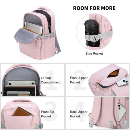GAEKEAO Everyday Backpack for Women Lightweight Casual Daypack Travel Backpacks for Work College Hiking Camping Commute Pink