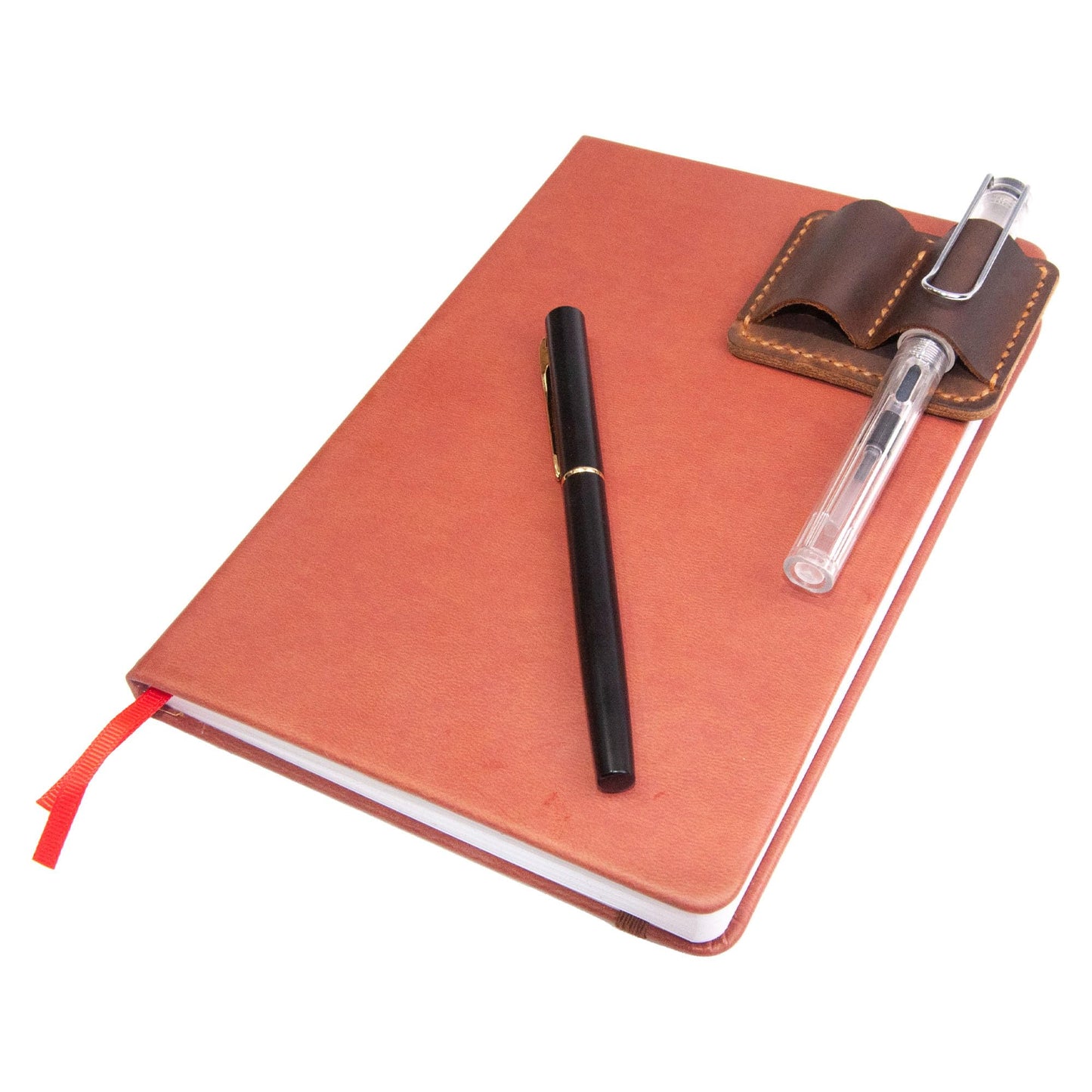 Turbosnail Handmade Leather Pen Holder Clip Notebook Pen Loop Stylish, notebook pen pencil holder clip and Practical Pen Organizer (Brown)