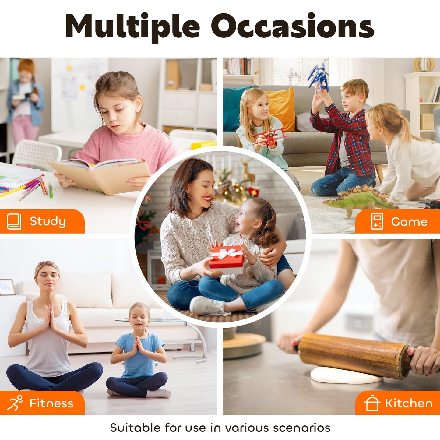 Conchstar Visual Timer for Kids 60-Minute - Countdown Timer with Optional Alarm, Focus Tool for ADHD & Autism, Time Management for Homework, Chores, Office, Kitchen, Teaching & Study Routines (Orange)