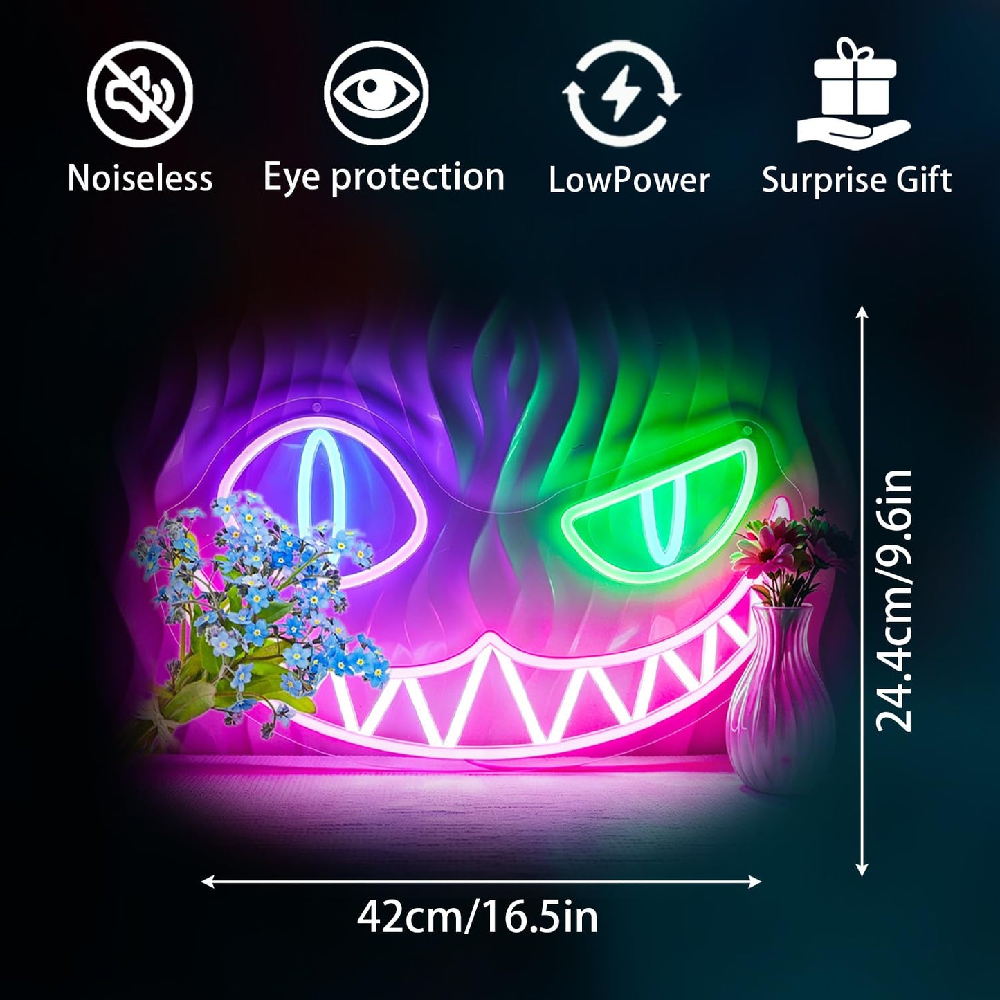 Bkuupau Neon Sign, Cat Neon Signs for Wall Decor - Dimmable LED Light Signs Home Decor for Bedroom, Man Cave, Gaming Room, Party, Club, Bar Decoration - Christmas Halloween Easter Gift