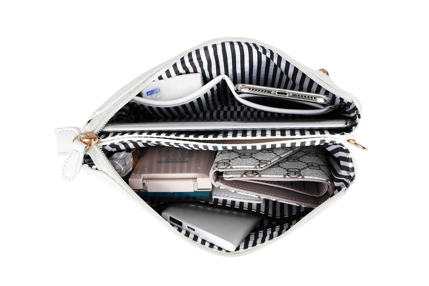 Solene Women's Lightweight Multi Compartment Wristlet Clutch Wallet Crossbody Bag - (WU021-WHITE)
