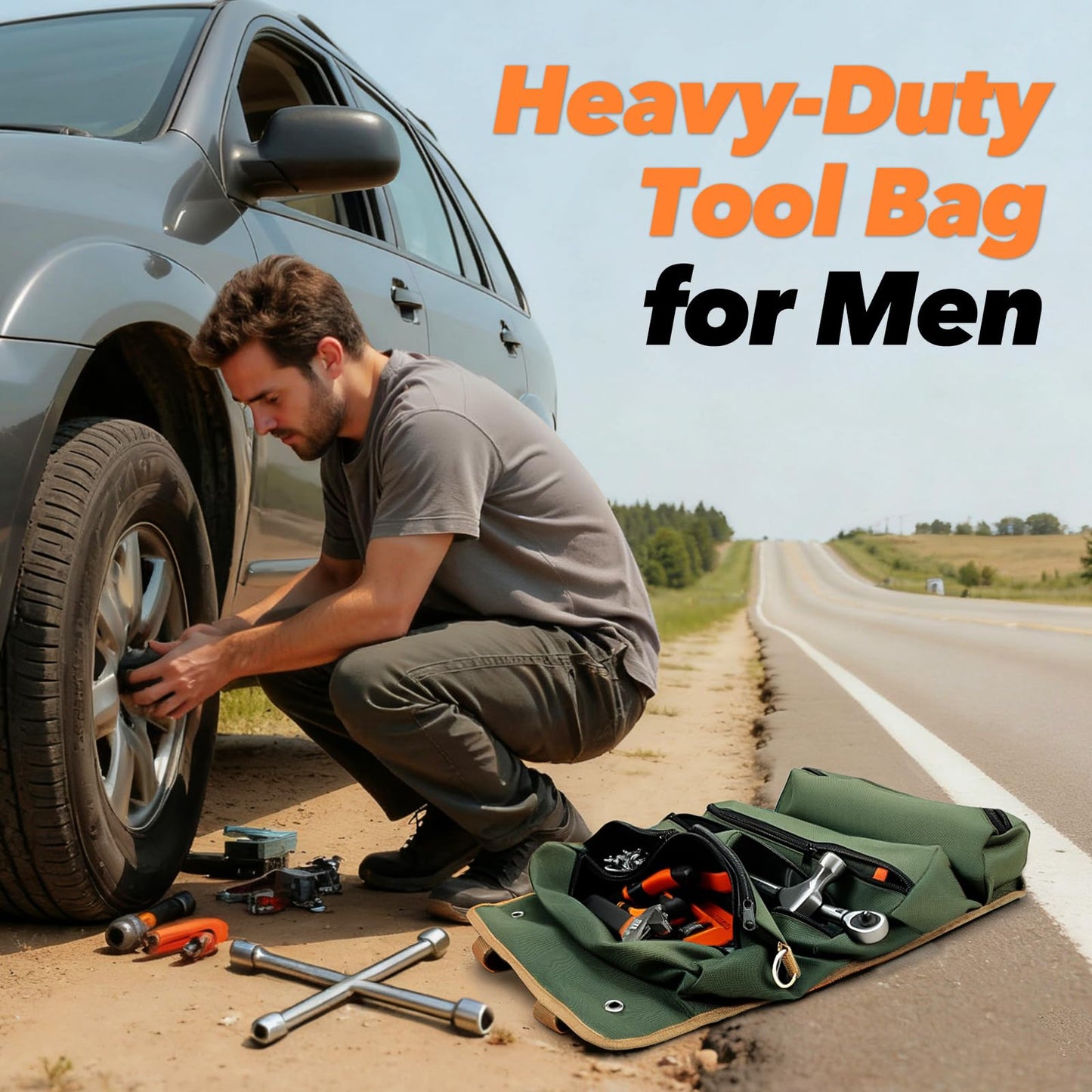 Fathers Day Gift for Husband Dad Men, Roll Up Tool Bag, Fathers Day Gift from Daughter Wife Son, Anniversary Birthday Gifts for Men Him, Portable Tool Organization for Mechanic Welding Electrician