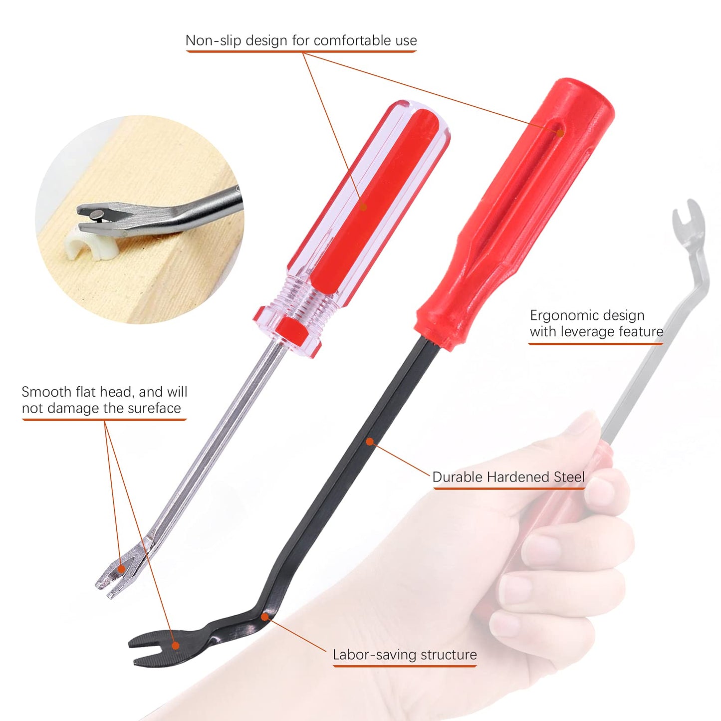 Tanstic 4Pcs Nail Puller and Staple Remover Tool Set, Including 7'' End Cutting Plier, Tack Lifter, Carpet Remover for Furniture, Floor, Wall, Car, Photo, Frame, Wooden Case, Carton