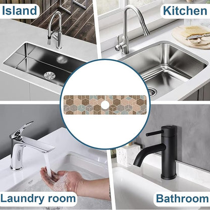 Geometry Blocks Sink Faucet Absorbing Mat Glitter Geometry Super Absorbent Fast