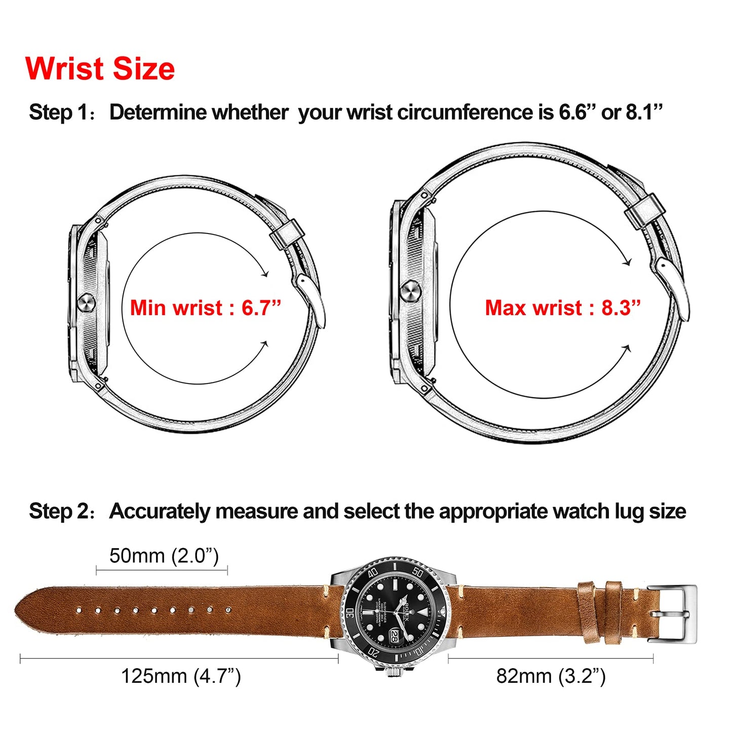 Horween Leather Watch Bands for Men, 18mm Watch Strap Quick Release Vintage Watch Wrap with Heavy Duty Dust Buckle