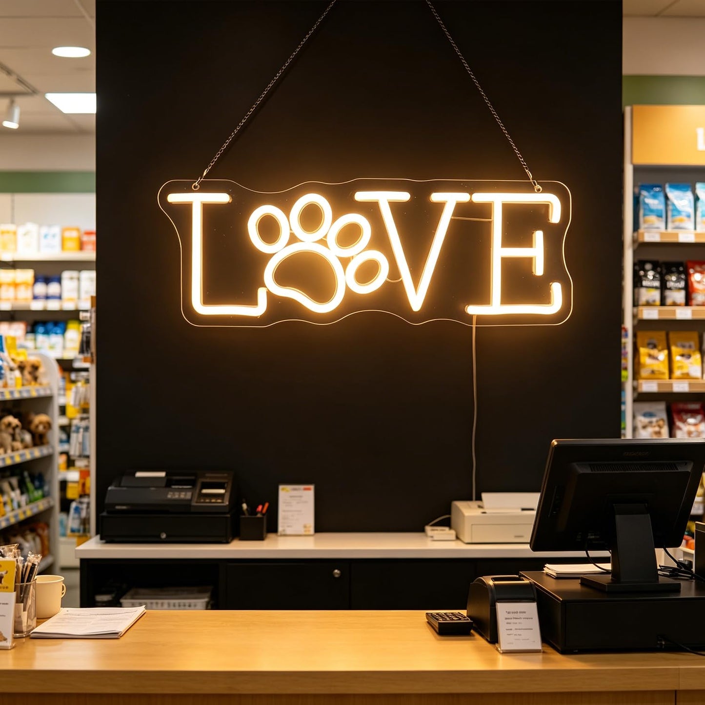 Love Paw Print LED Sign Decorative Neon Sign for Pet Store Bedroom Bathroom Decor Dog Cat Lovers' Home Wall Art Decorations Christmas Birthday Gifts (Warm white)