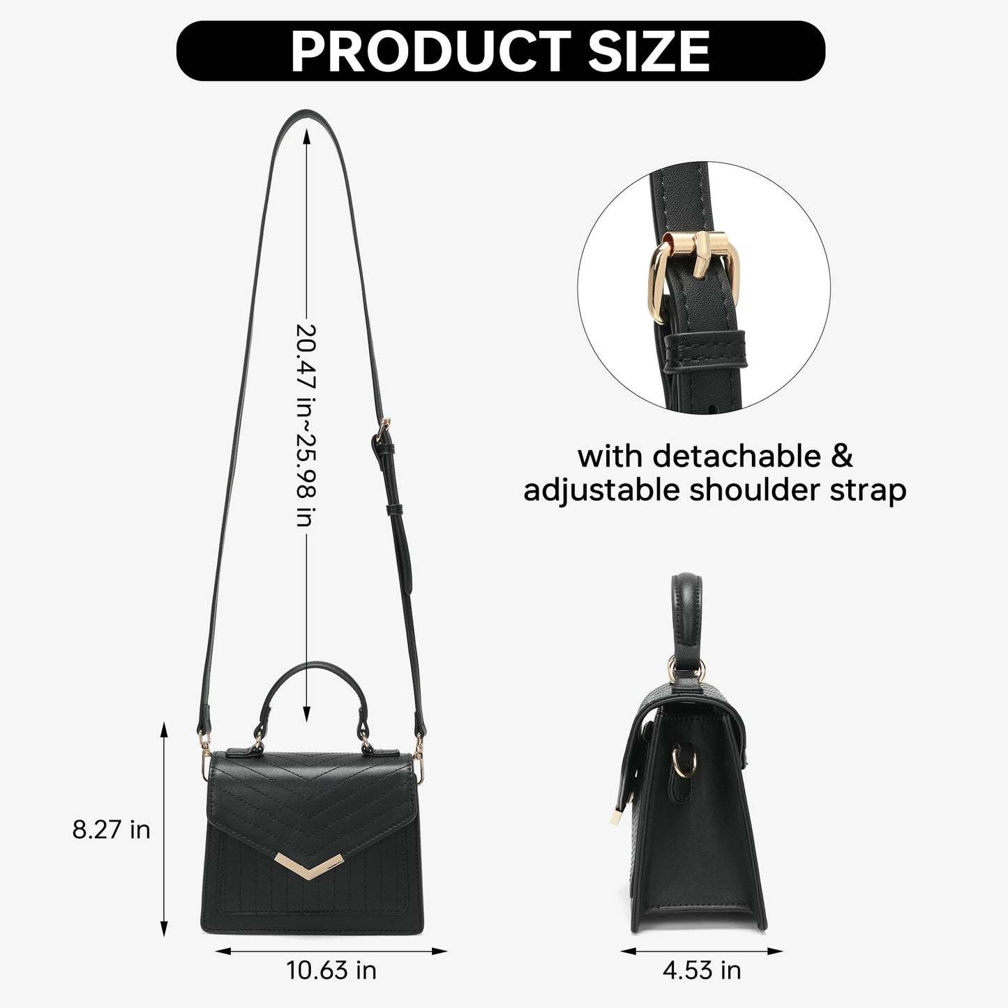 Goinsound Top Handle Purse Women's Top-Handle Handbags quilted flap Black crossbody purse women purses and handbags