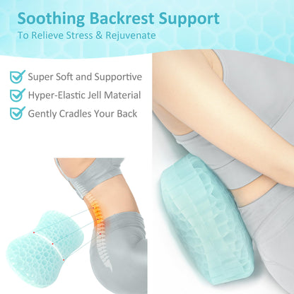 Sunlit Bath Jello Gel Bath Pillows, Lumbar Pillow for Bathtub, Back Support Pillow, Gel Pillow with Non-Slip Suction Cups for Lumbar, Back Rest Support, Fits Curved or Straight Back Tubs, Ice Blue