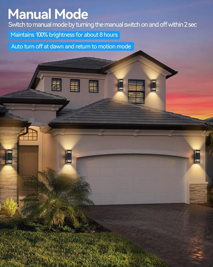 Motion Sensor Outdoor Lights, Modern Outdoor Wall Lights with E26 Base, Black Motion Detector Lights for Outside, Waterproof Sconce Exterior Lights for House Porch Front Door, Bulbs Included