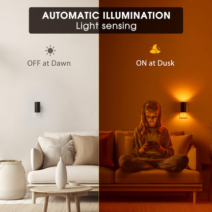 Briignite Night Lights Plug into Wall, Modern LED Night Light Plug in, Dusk to Dawn Sensor, Soft White 3000K, 0-100LM Adjustable Brightness, Dimmable NightLight for Hallway, Bedroom, Stairway, 2 Pack