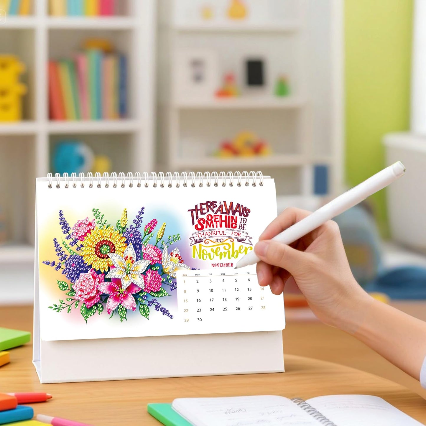 ILYUFO 2026 Diamond Painting Calendar, Diamond Art Kits for Adults, Ideal Desktop Ornaments & Thoughtful Female Gifts (Butterfly and Flower)