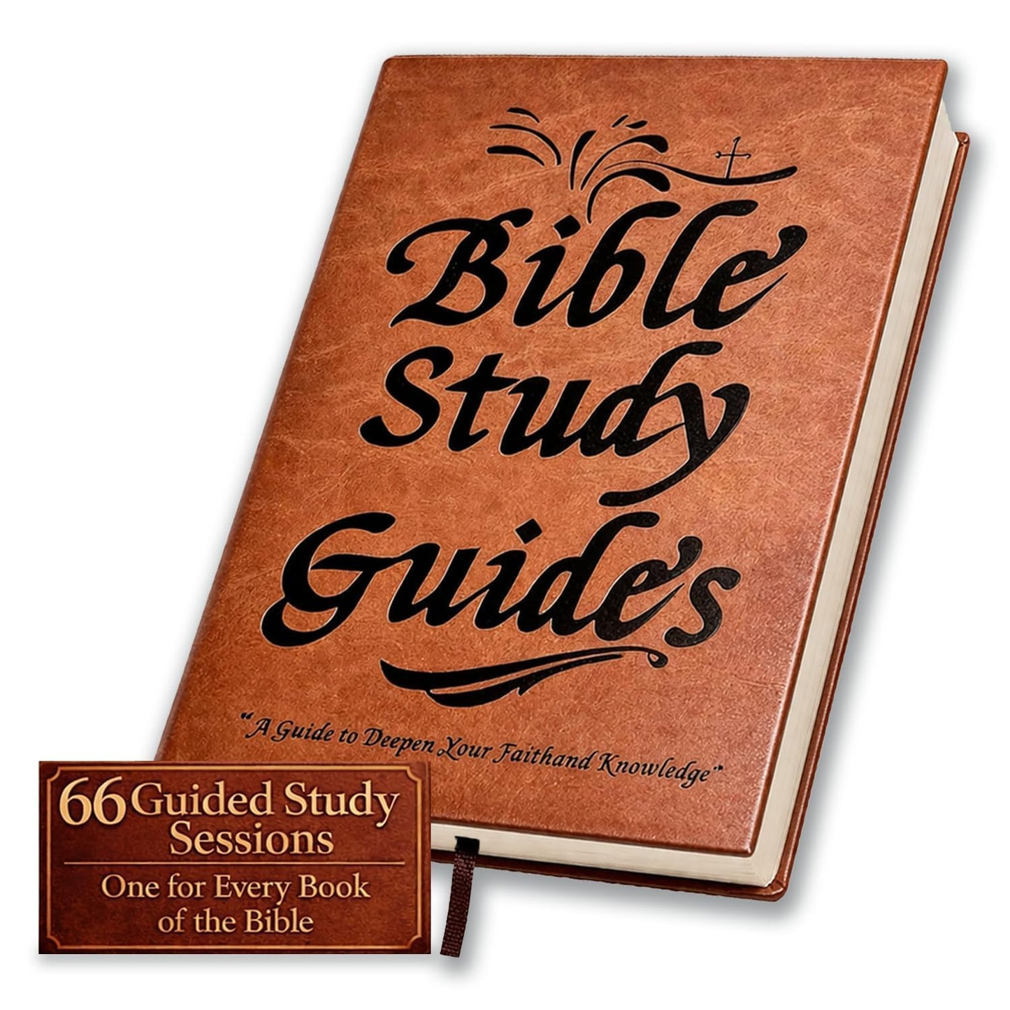 66-Page Bible Study Guide & Devotional Journal - PU Leather Cover, Scripture Summaries, Daily Reflections | Beginner-Friendly Spiritual Growth Notebook | Christian Gift Idea (Brown)