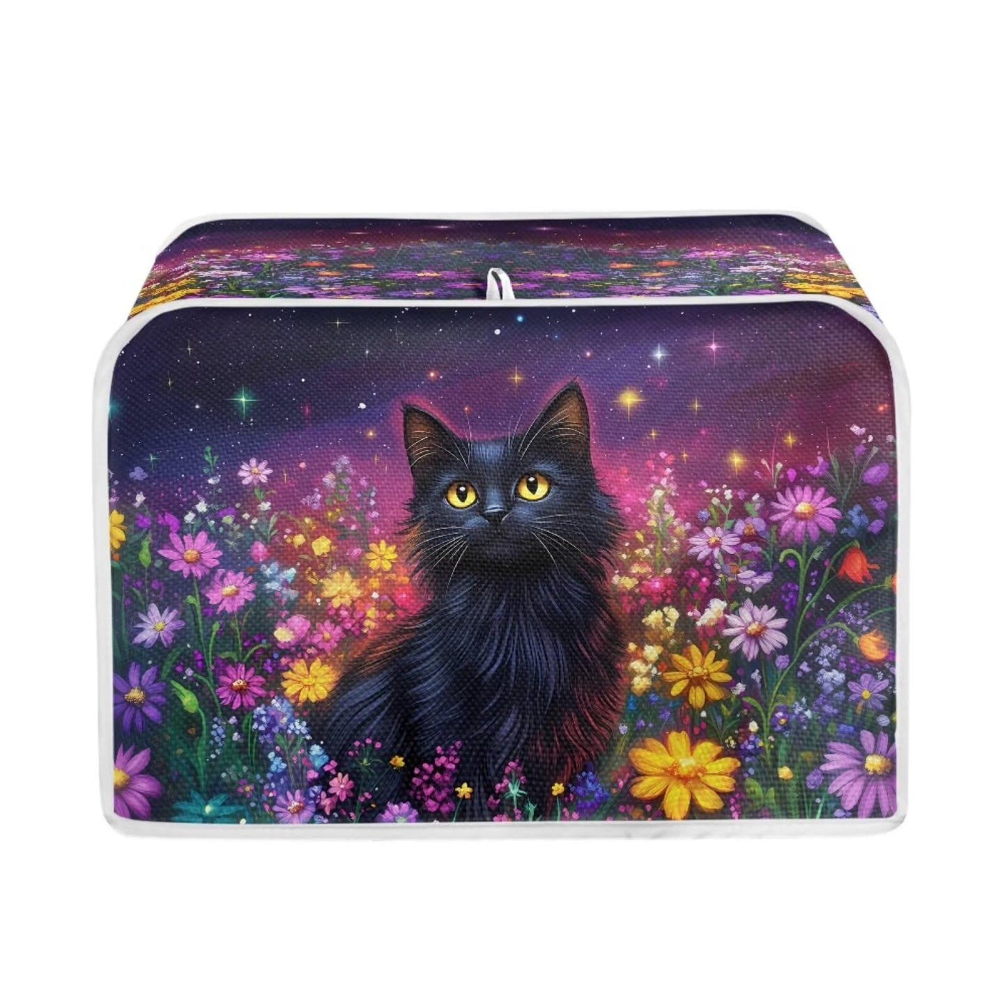 ASQVTIFE Black Cat Toaster Covers 4 Slice Long Slot Kitchen Appliance Covers Cute Animal Bread Machine Oven Dust Cover Indoor Kitchen Decorations Greasy Protection Anti Sputtering
