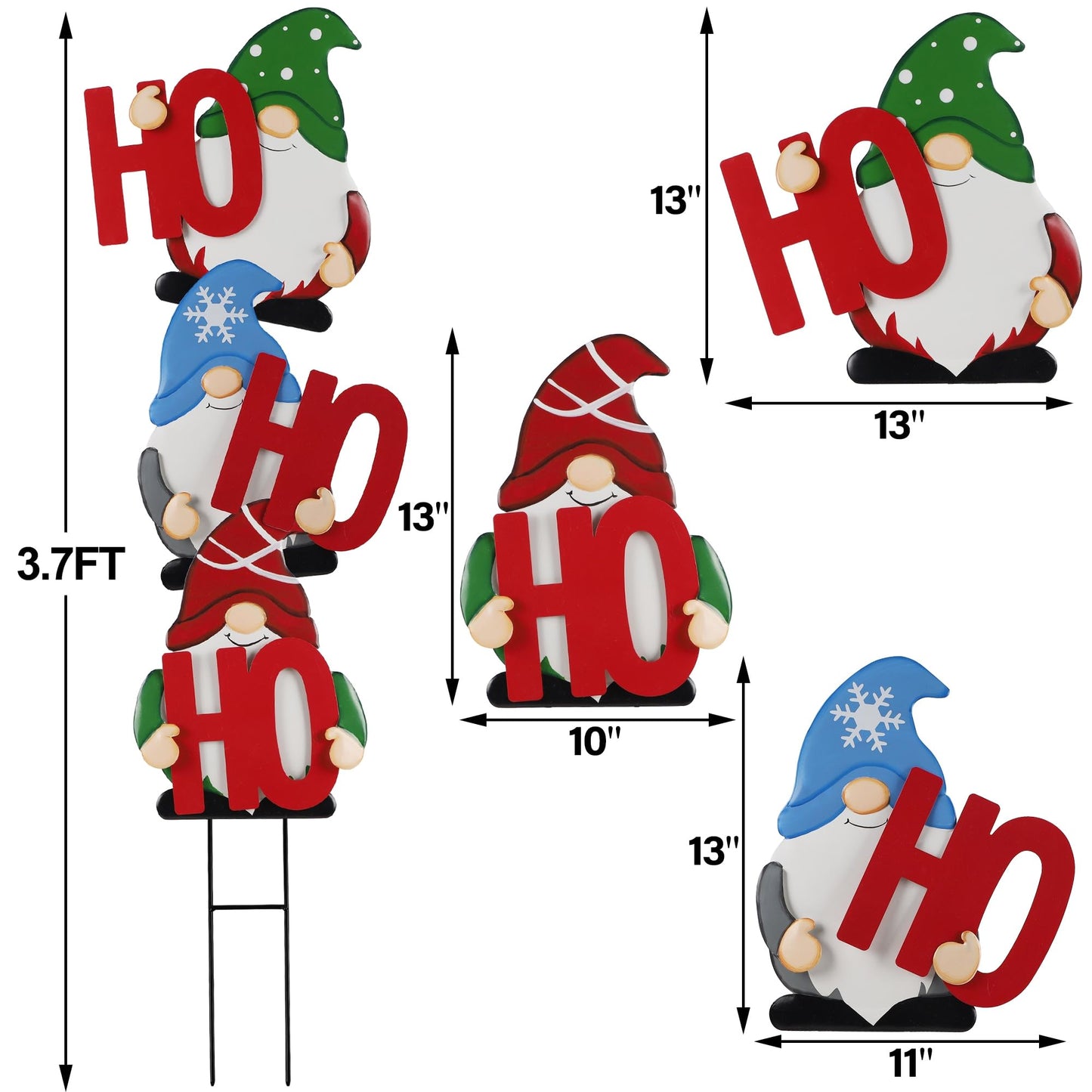 DR.DUDU Set of 3 Christmas Gnomes Outdoor Decorations- Xmas Gnomes Stakes HOHOHO Metal Yard Sign Decor for Outside Garden Lawn Patio Pathway