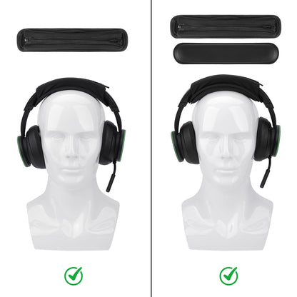 Geekria Hook and Loop Headband Cover + Pad Set, Protector with Zipper Closure Compatible with Medium Sized Headphones, Easy DIY Installation (Protein Leather/Black)