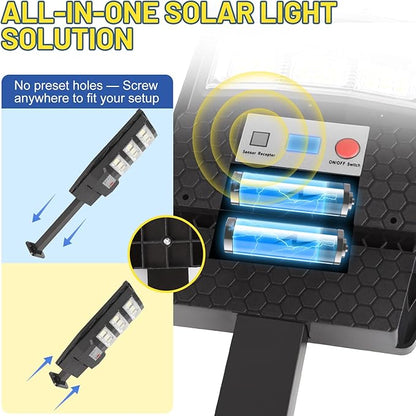 Solar Lights Outdoor Waterproof 4 Pack, Flood Lights Motion Sensor Solar Powered, Dusk to Dawn Outdoor Lighting Remote Control, Street Security Wall Lamp Exterior for Outside Garden Patio Yard